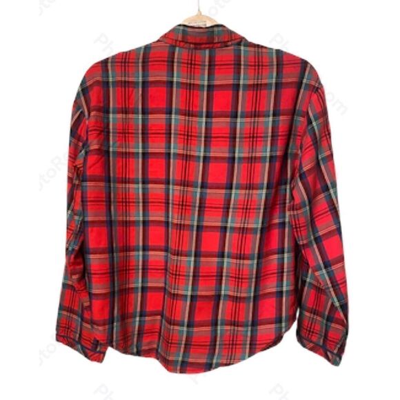 Victoria’s Secret Pajamas Red Plaid, Size S Drawstring Pants, Button Top. Cozy - Picture 3 of 7